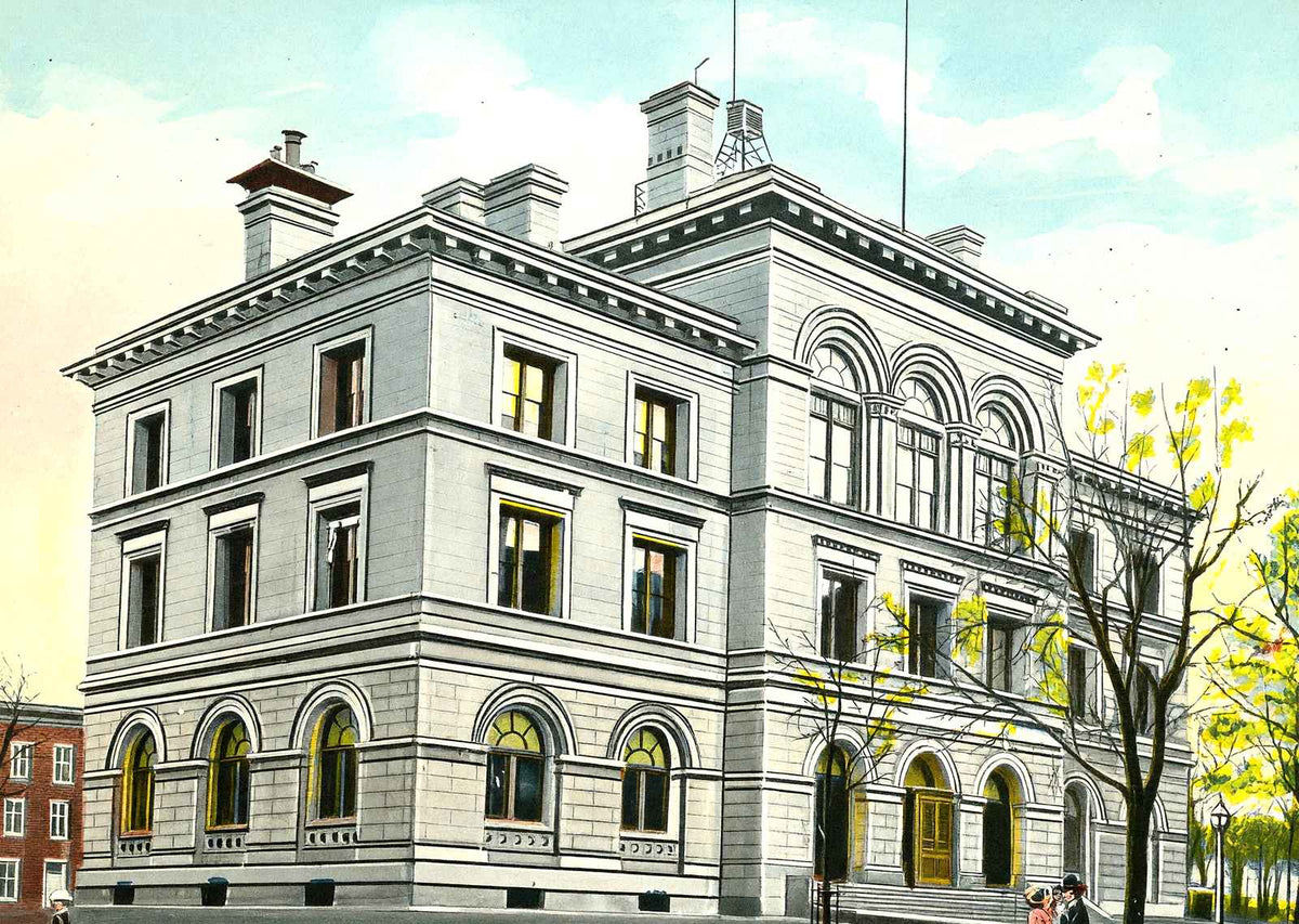 Post Office, Harrisburg PA in 1907 vintage print