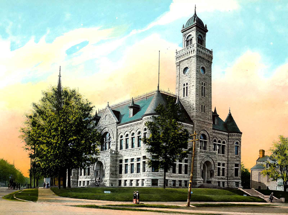 Court House, Waukesha, WI in 1906 vintage print