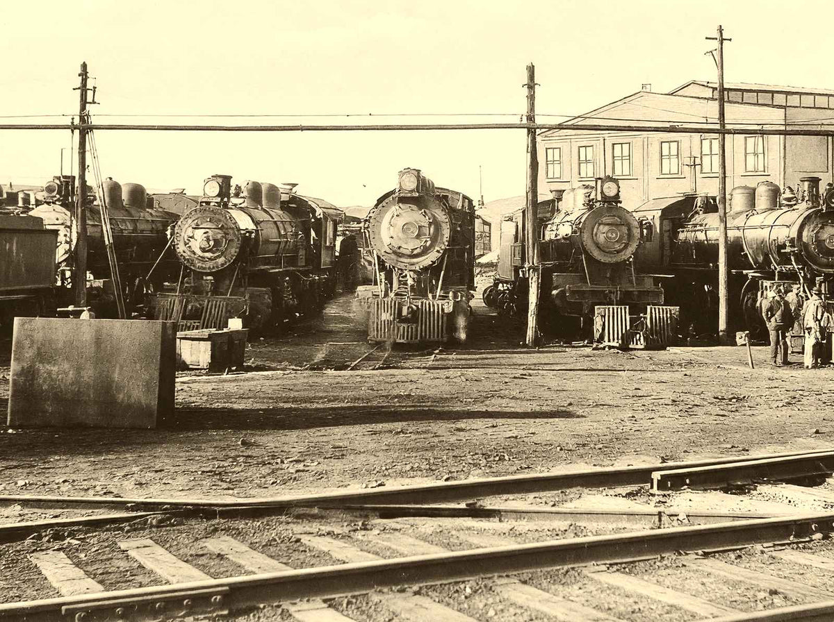 Locomotives in Spencer, NC in 1907 photo print