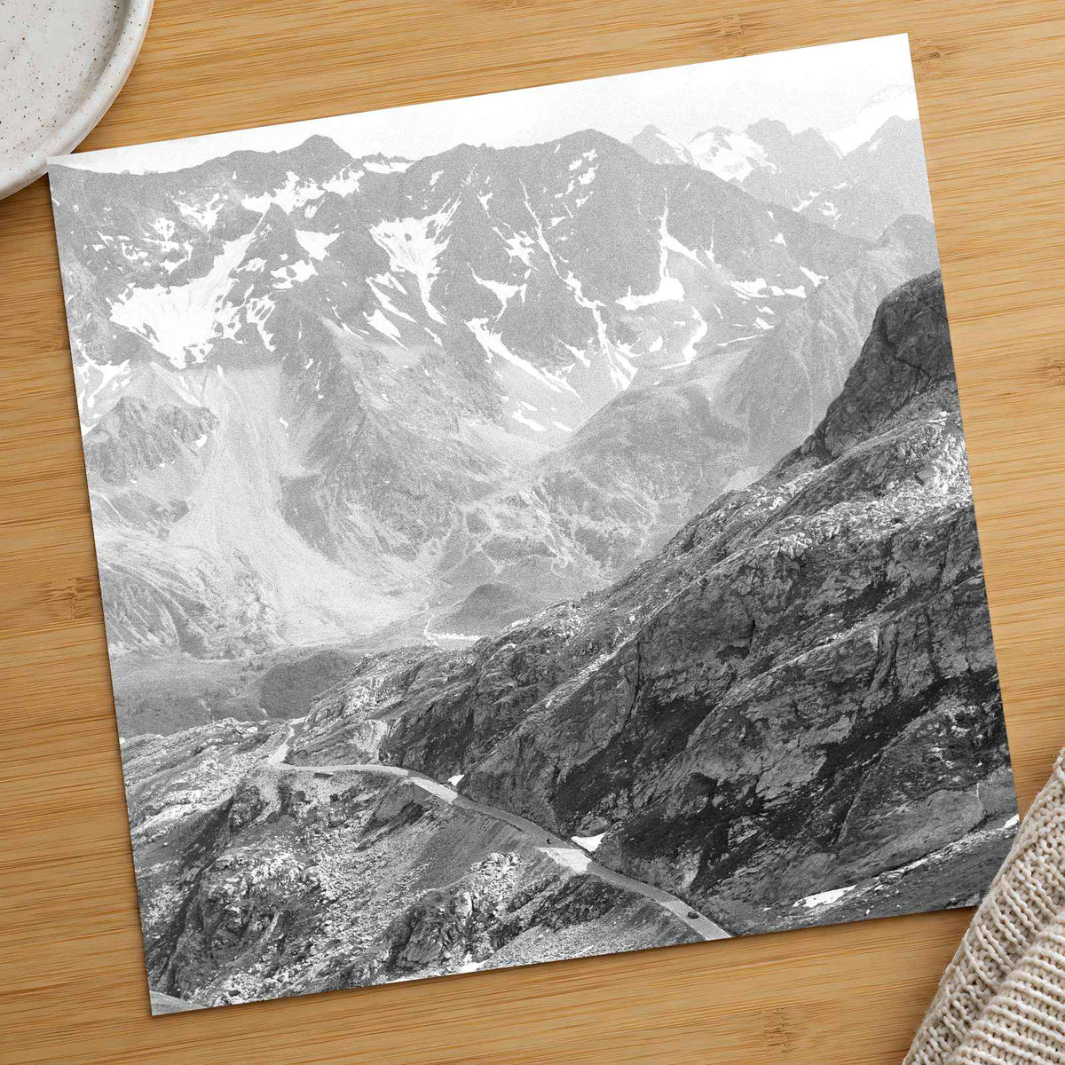 French Alps with Road, Black and White by Annie Spratt Photo Print Wall Decor