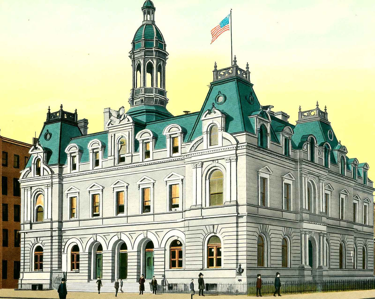 US Post Office, Scranton PA in 1907 vintage print