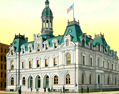 US Post Office, Scranton PA in 1907 vintage print