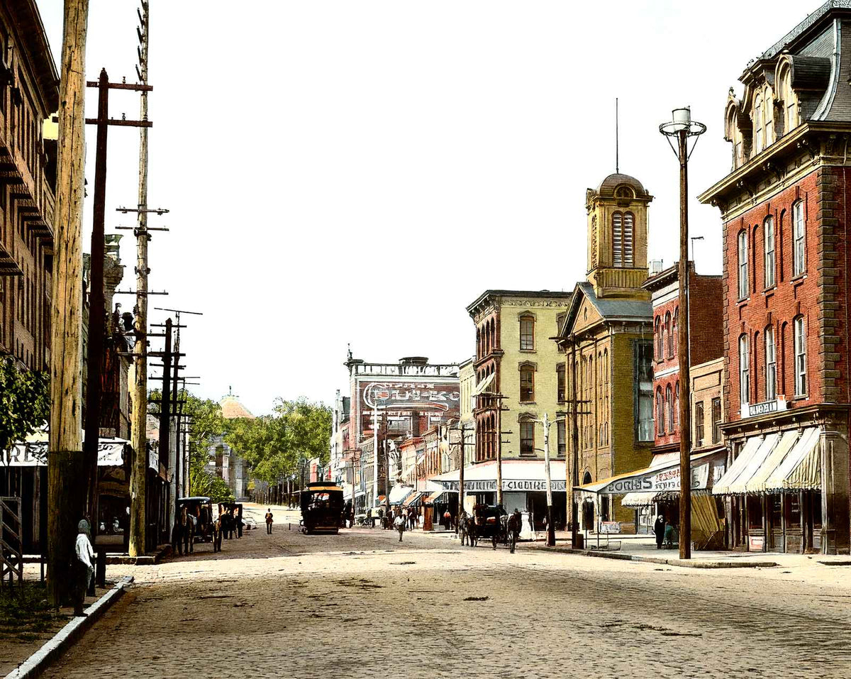 Fayetteville St Toward Capitol, Raleigh, NC vintage print