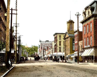 Fayetteville St Toward Capitol, Raleigh, NC vintage print