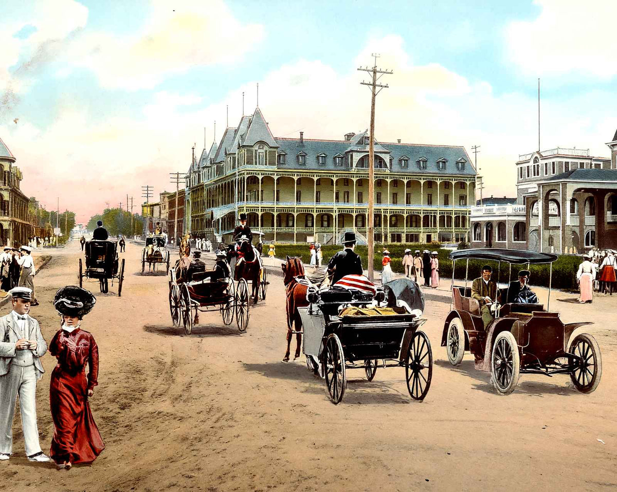 Asbury Avenue, Asbury Park, NJ in 1905 vintage print