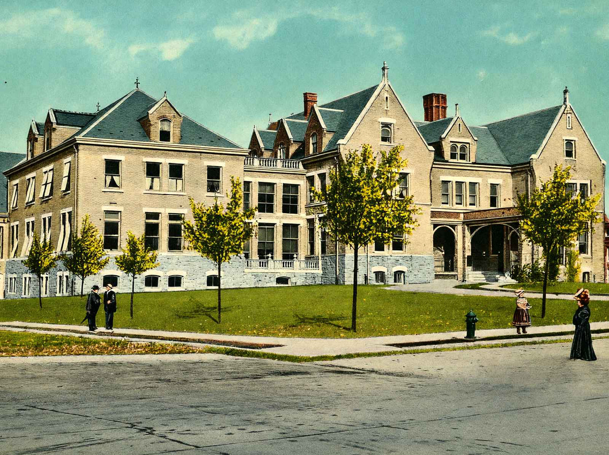 Allentown Hospital, PA in 1907 vintage print