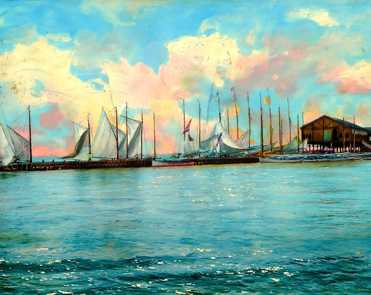 Inlet Boats, Atlantic City, NJ in 1901 art print