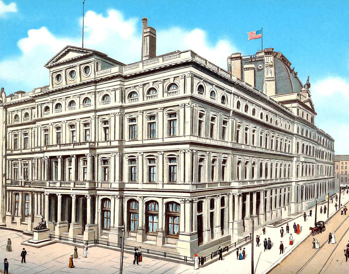 Post Office, Philadelphia PA in 1907 vintage print