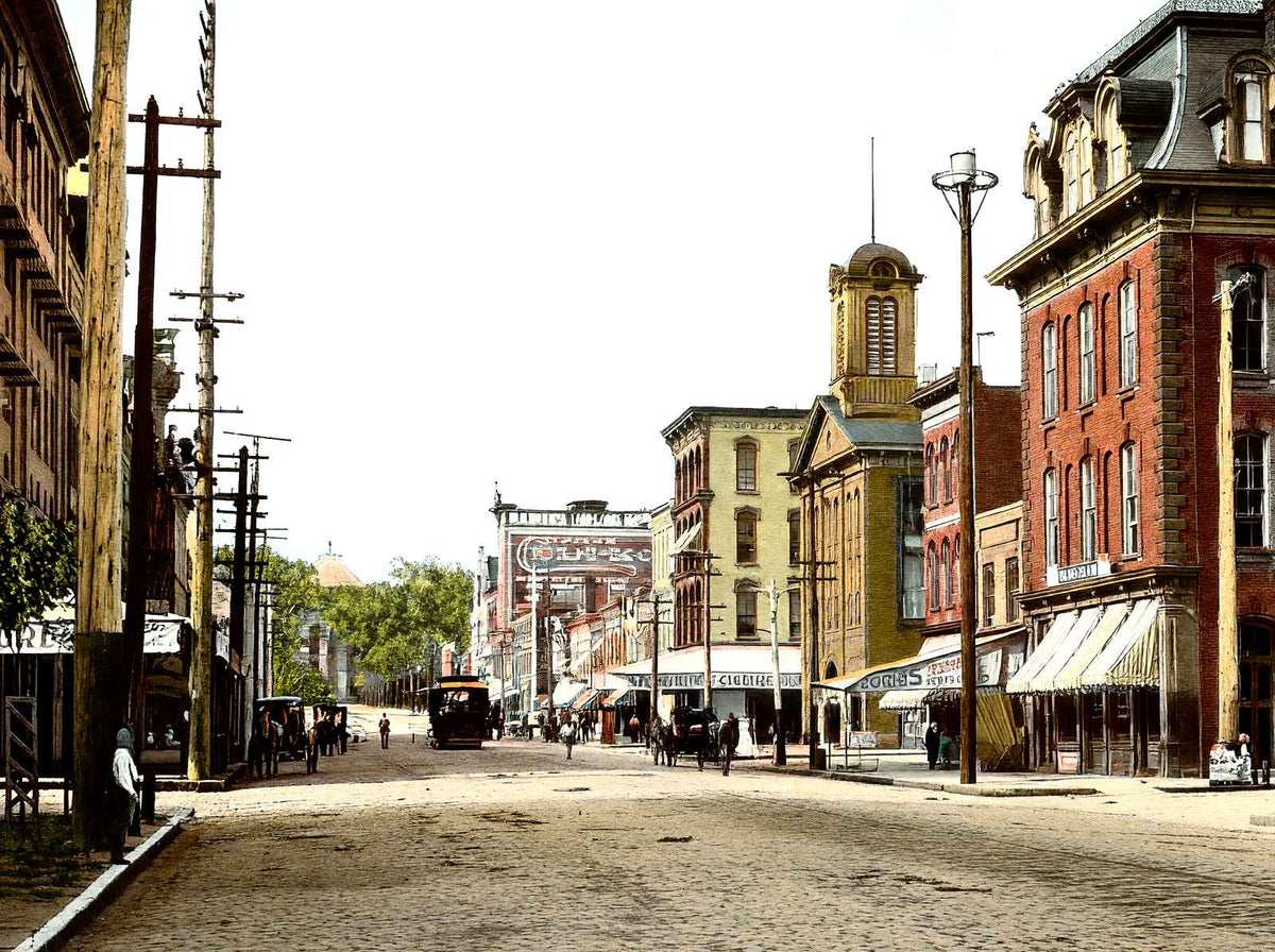 Fayetteville St Toward Capitol, Raleigh, NC vintage print