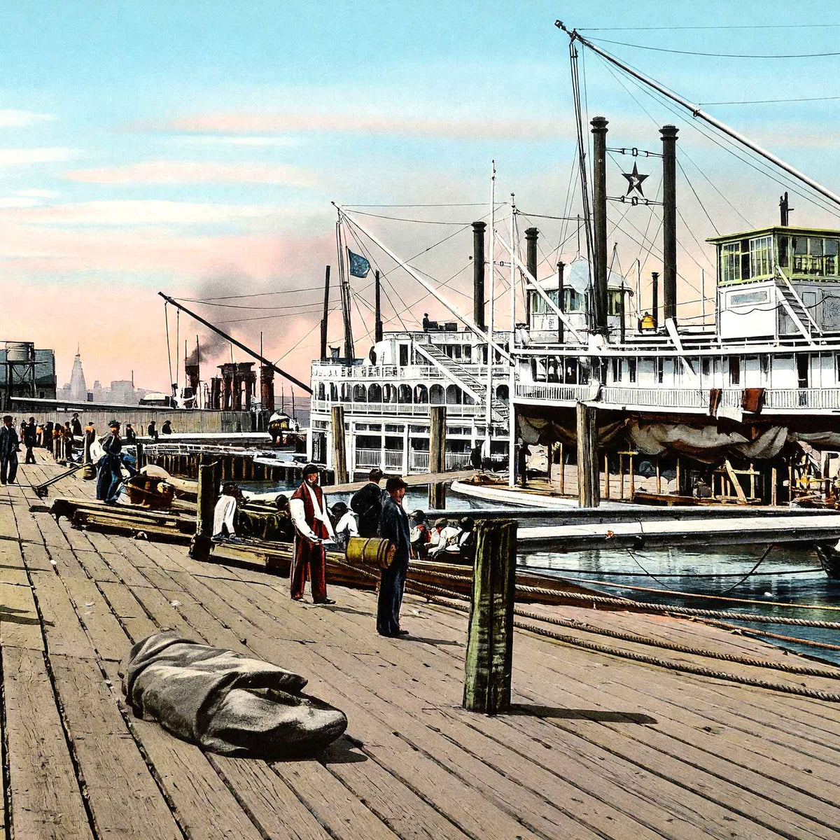 Mississippi River Steamer, New Orleans, LA vintage print