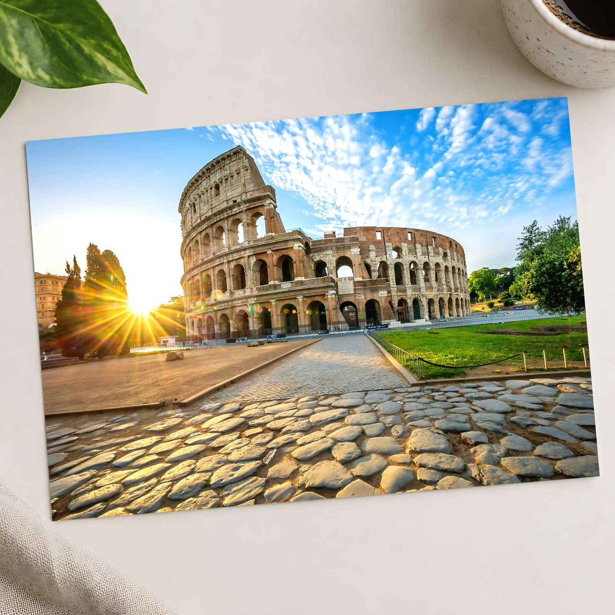 Colosseum in Rome with Morning Sun, Italy Photo Print Wall Decor