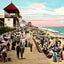 On the Beach, Long Branch, NJ in 1905 vintage print