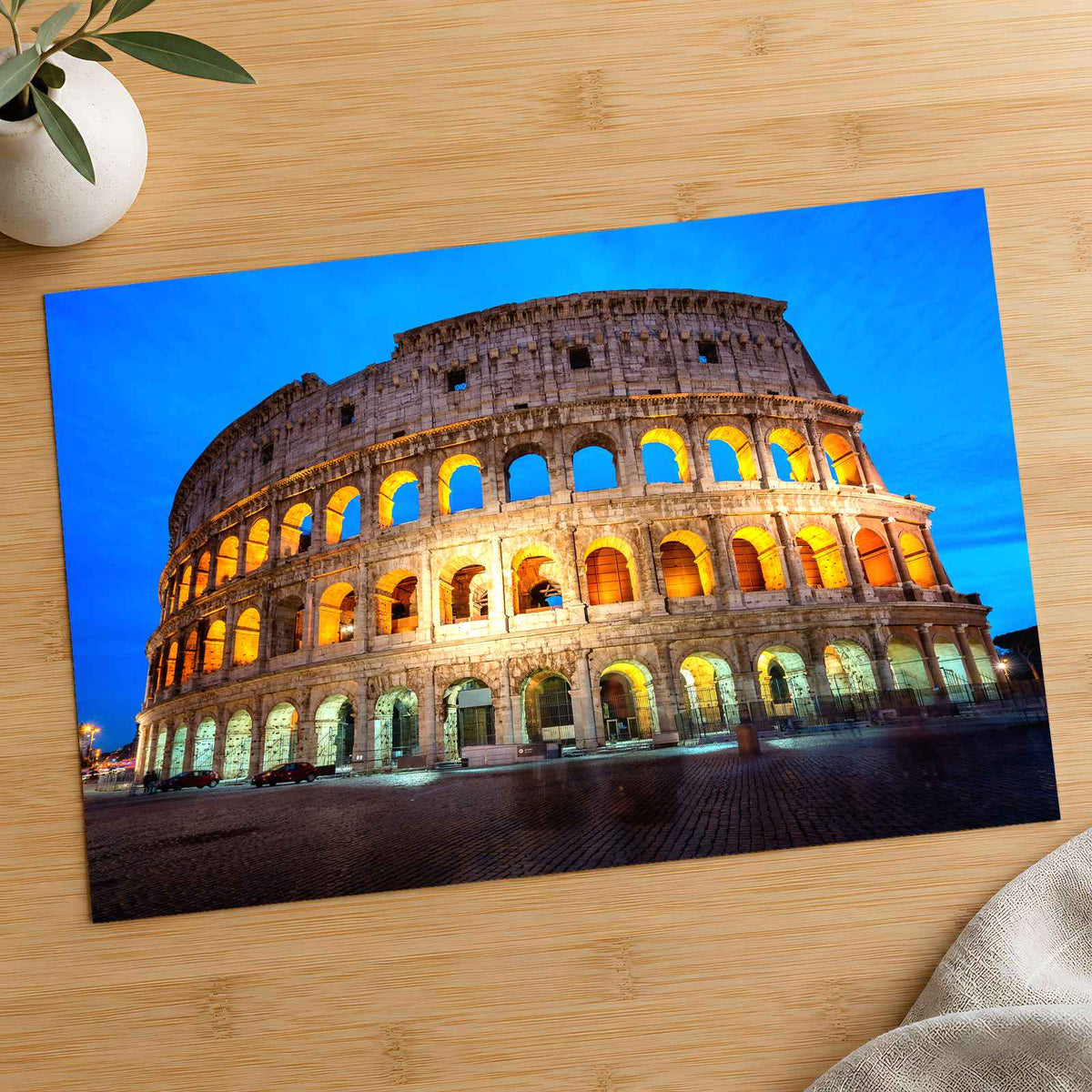 Colosseum Illuminated at Night in Rome Photo Print Wall Decor