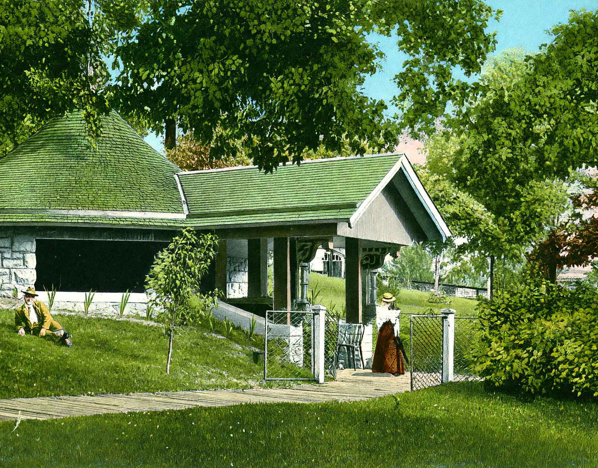 Lithia Spring, Waukesha, WI in 1906 vintage print