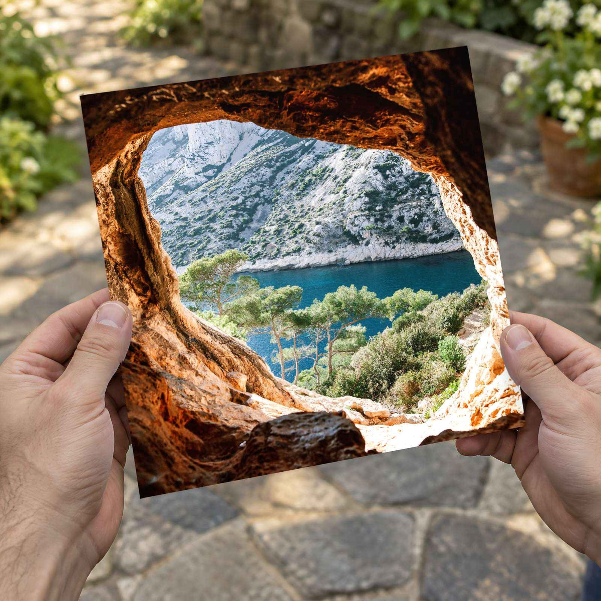 Lake Through a Cave on the Mediterranean Sea by Elisabeth Jurenka Photo Print Wall Decor