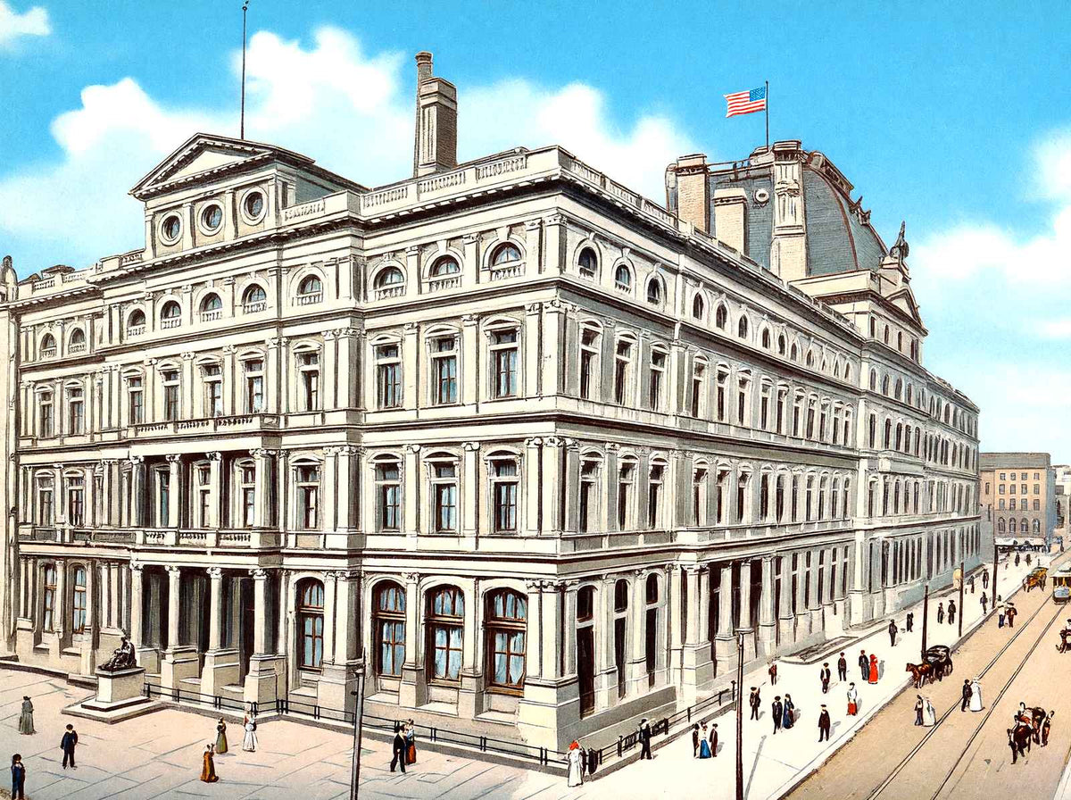 Post Office, Philadelphia PA in 1907 vintage print