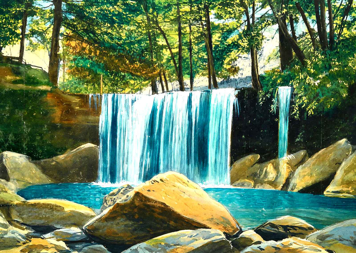 Falls at Cascade Park, New Castle, PA 1906 art print
