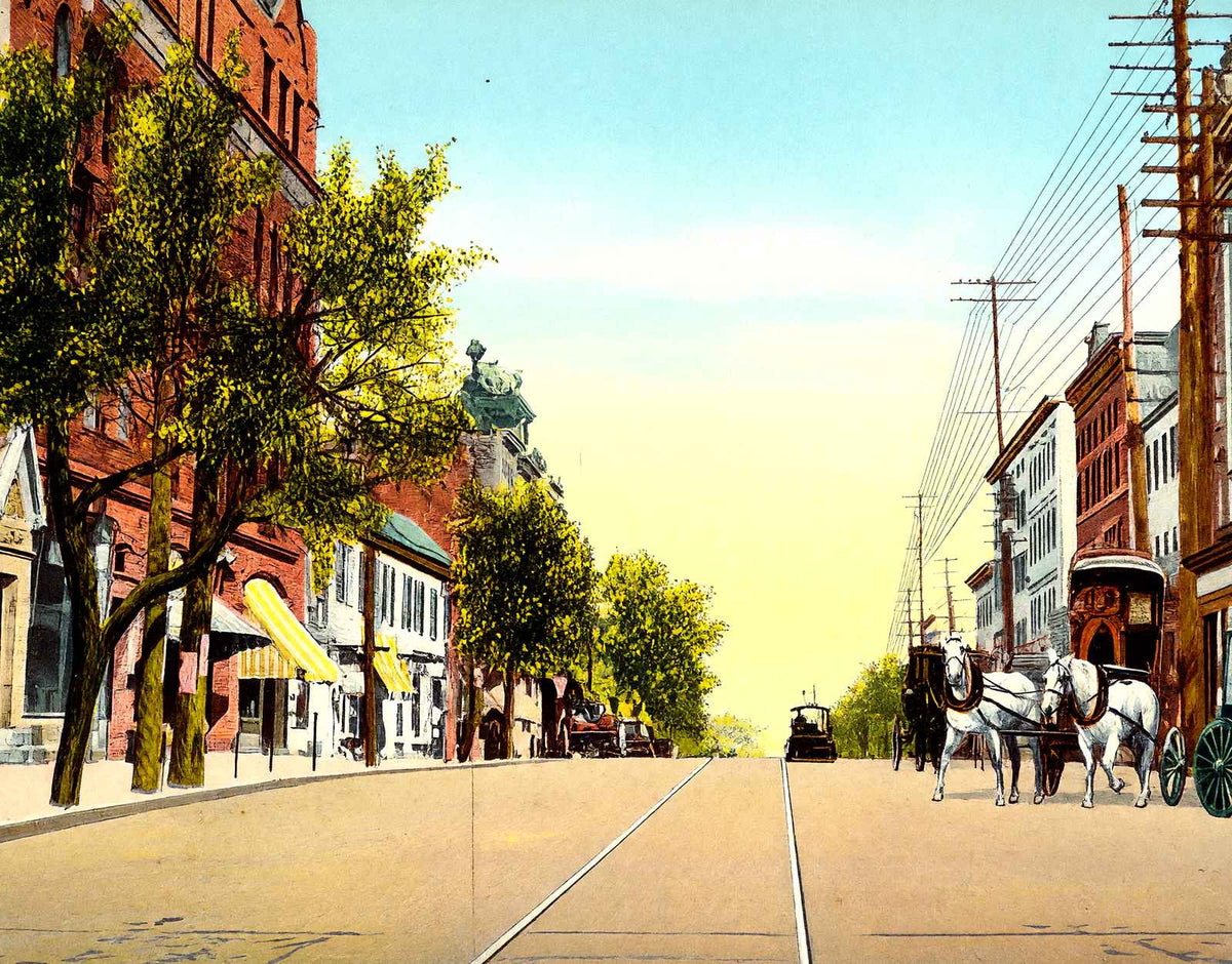 South Main Street, Bethlehem PA in 1912 vintage print
