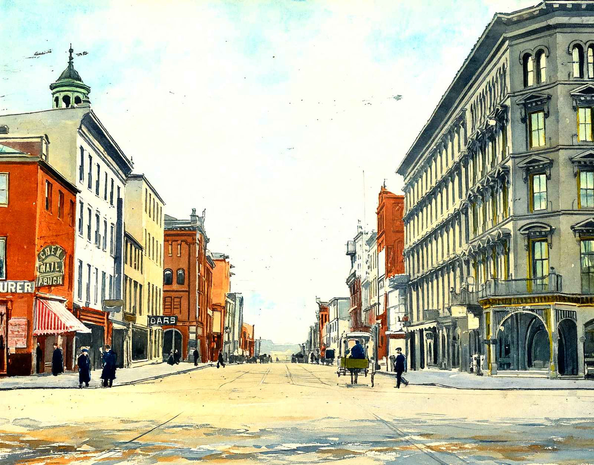 Harrisburg PA Market Street in 1907 art print