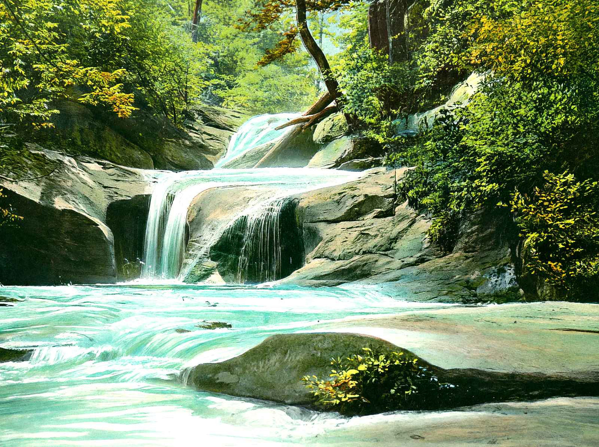 The Pools, Chimney Rock, NC in 1907 vintage print