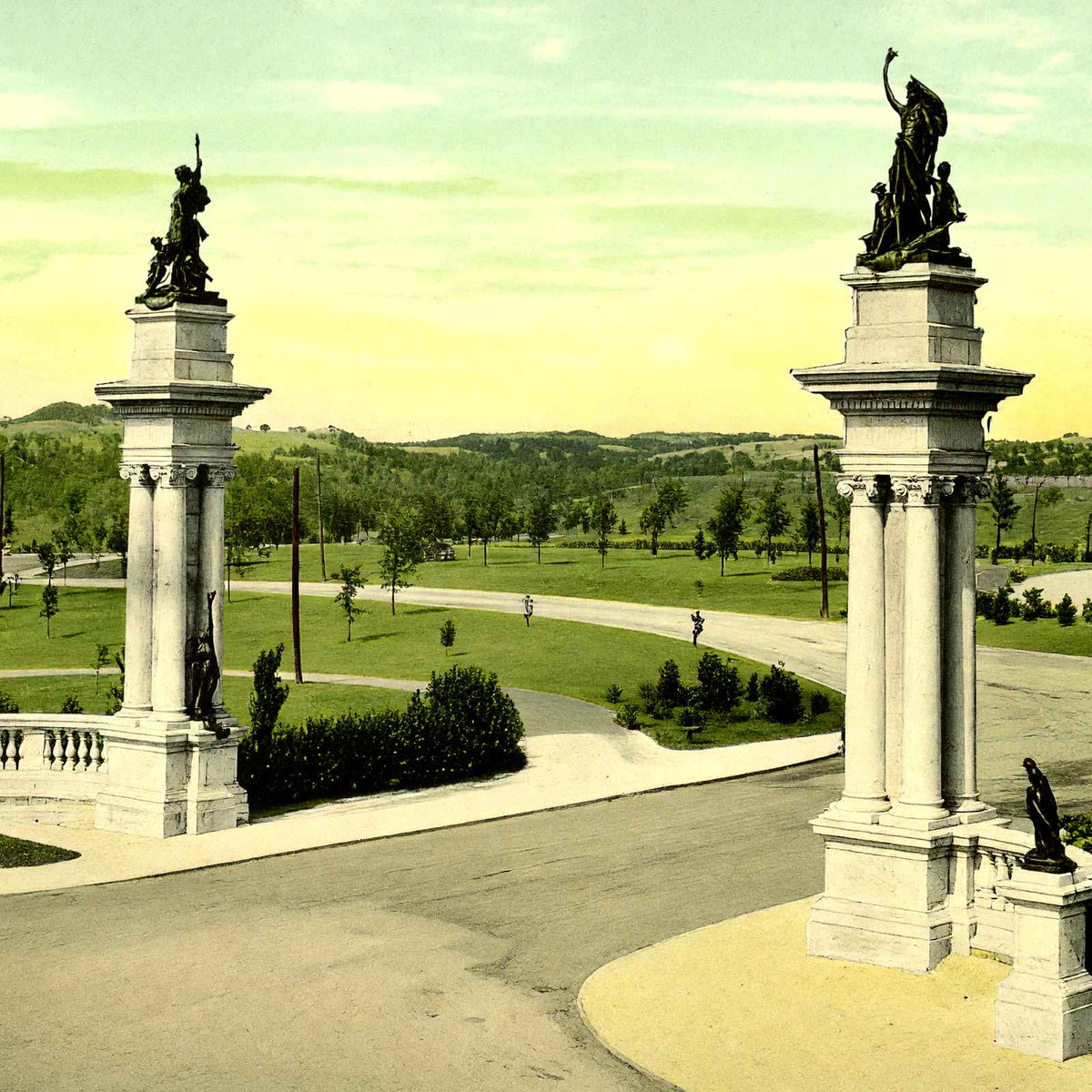 Highland Park Entrance, Pittsburgh PA in 1906 vintage print