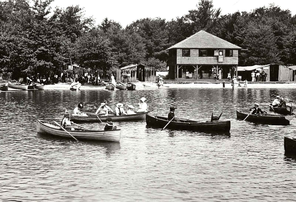 The Beach, Eagles Mere, PA in 1905 vintage photo print