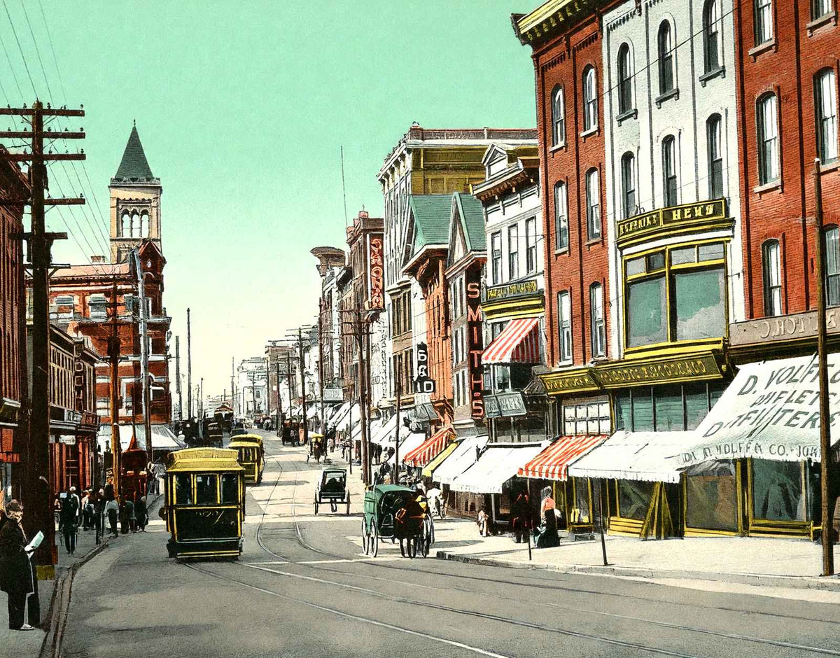 Broad Street Looking North, Trenton, NJ vintage print