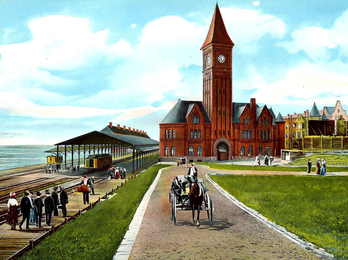 North Western Depot, Milwaukee, WI in 1905 vintage print