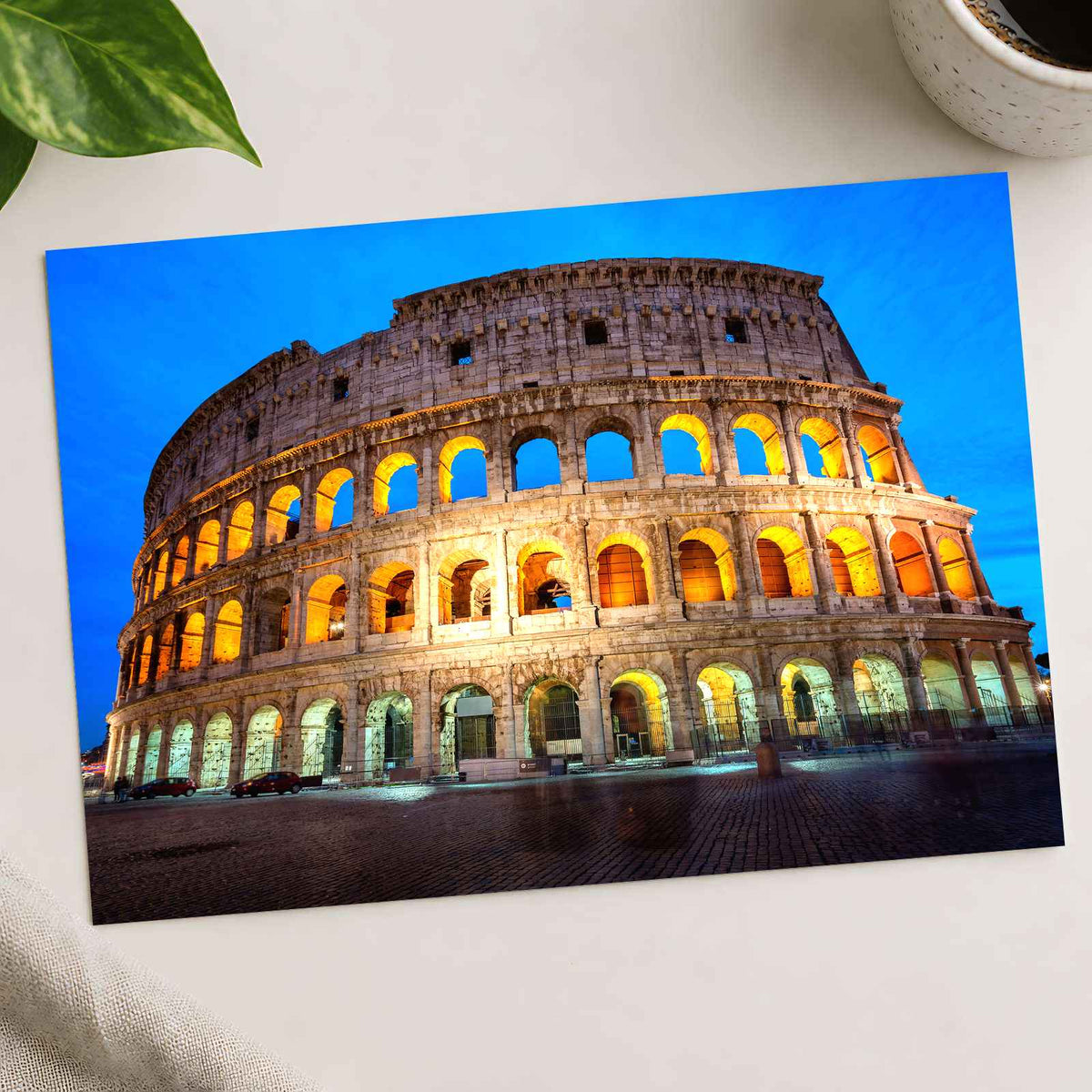 Colosseum Illuminated at Night in Rome Photo Print Wall Decor
