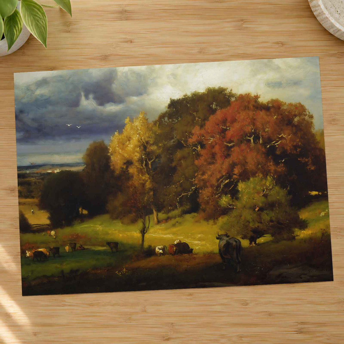 Autumn Oaks painting print by George Inness (1875)