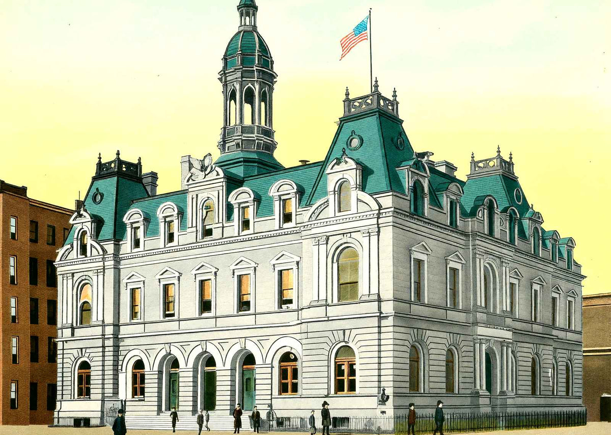 US Post Office, Scranton PA in 1907 vintage print