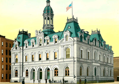 US Post Office, Scranton PA in 1907 vintage print
