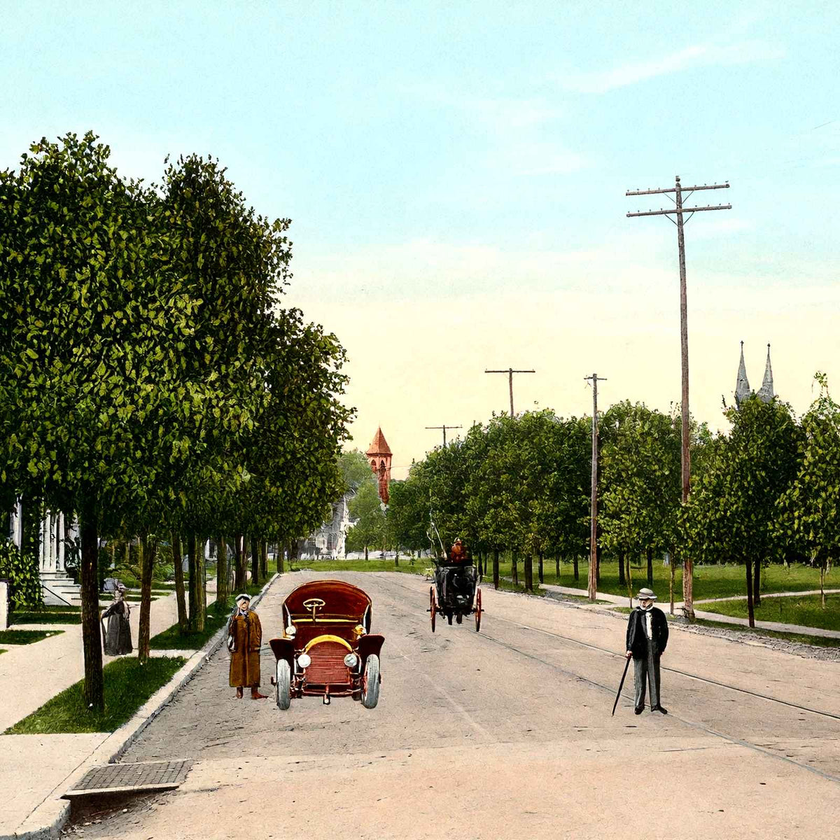 James Street, Lancaster, PA in 1907 vintage print