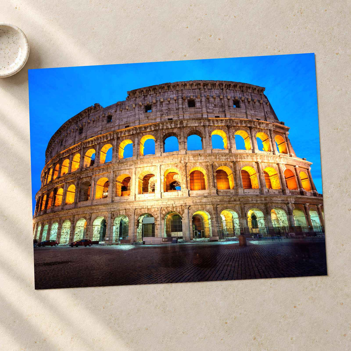 Colosseum Illuminated at Night in Rome Photo Print Wall Decor