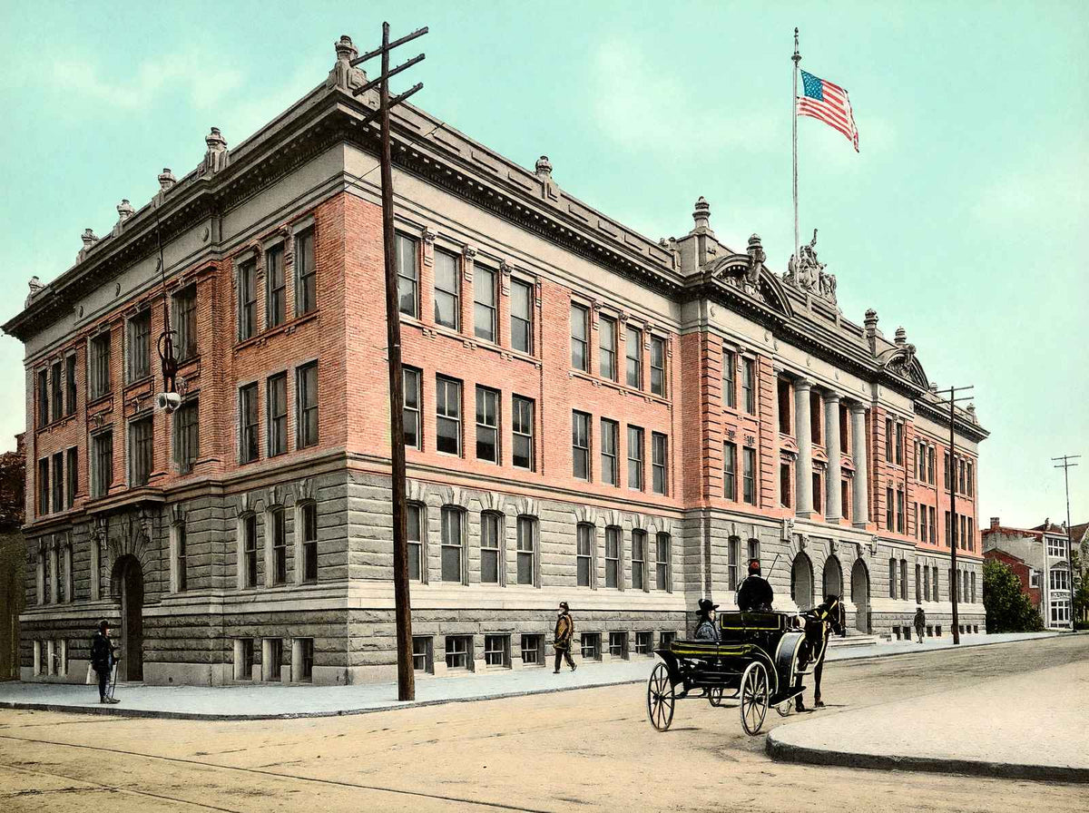 Boys High School, Reading PA in 1907 vintage print