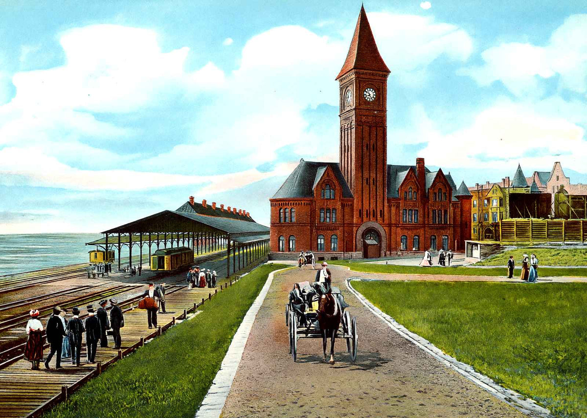 North Western Depot, Milwaukee, WI in 1905 vintage print