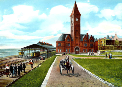 North Western Depot, Milwaukee, WI in 1905 vintage print