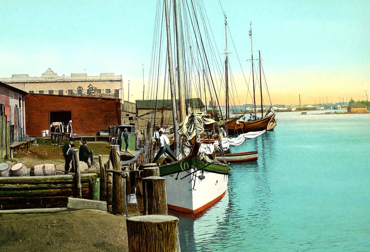 River Front, Elizabeth City, NC in 1907 vintage print