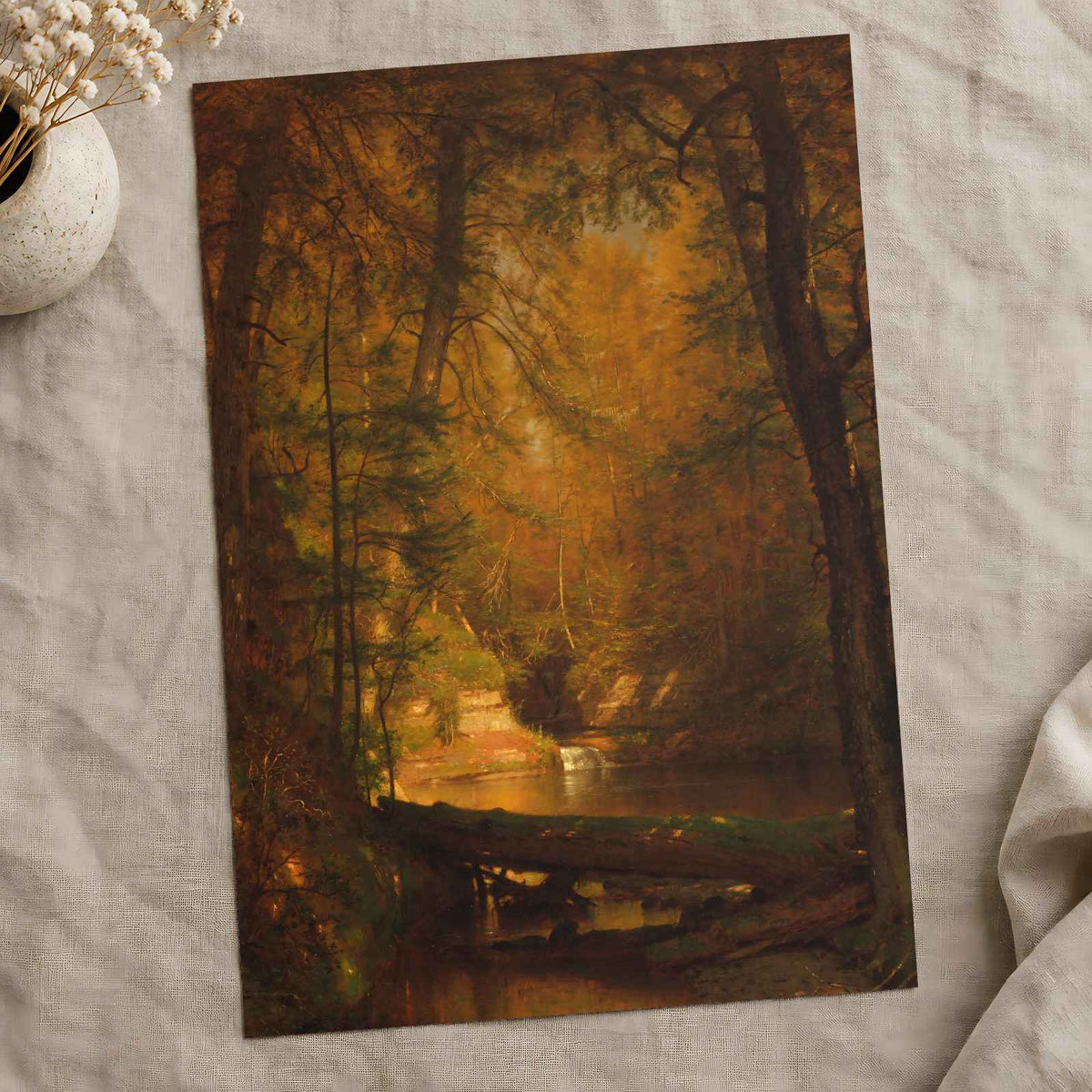 The Trout Pool fine art print by Worthington Whittredge (1870)