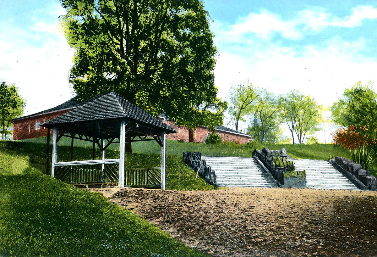 Spring & Steps, Cascade Park, New Castle 1906 vintage print