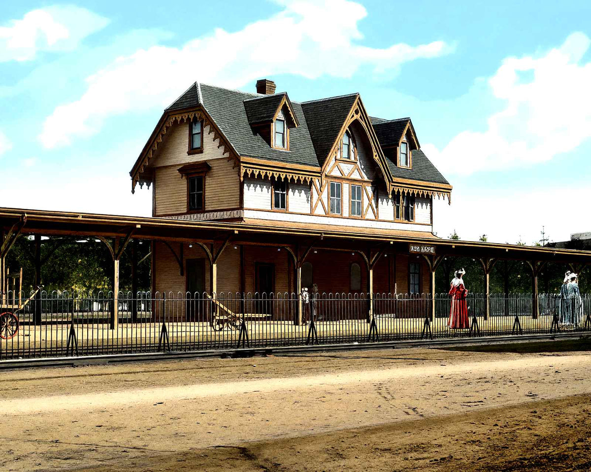 Depot, Red Bank, NJ in 1906 vintage print
