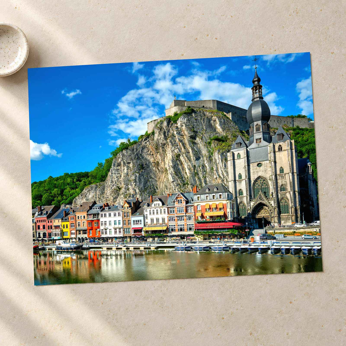 Church and Town by Sea Photo Print Wall Decor