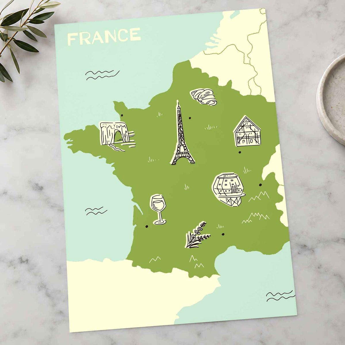 Map of France Regional Graphics by Sofia Gazarian Art Print Wall Decor