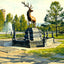 Elk Fountain, City Park, Reading, PA 1903 art print