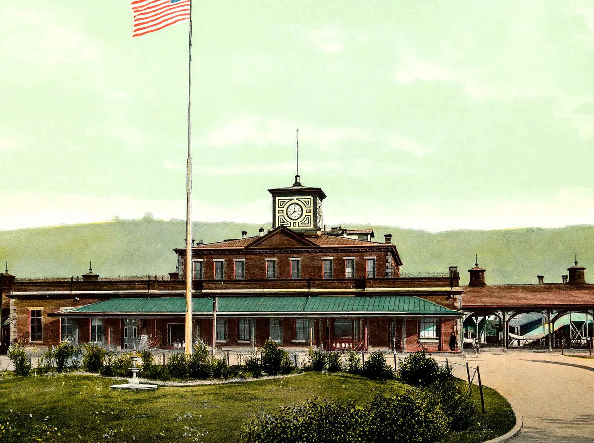 P. & R. RR Station, Reading, PA in 1907 vintage print