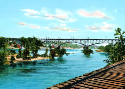 Tennessee River & Bridge, Knoxville, TN 1907 vintage print