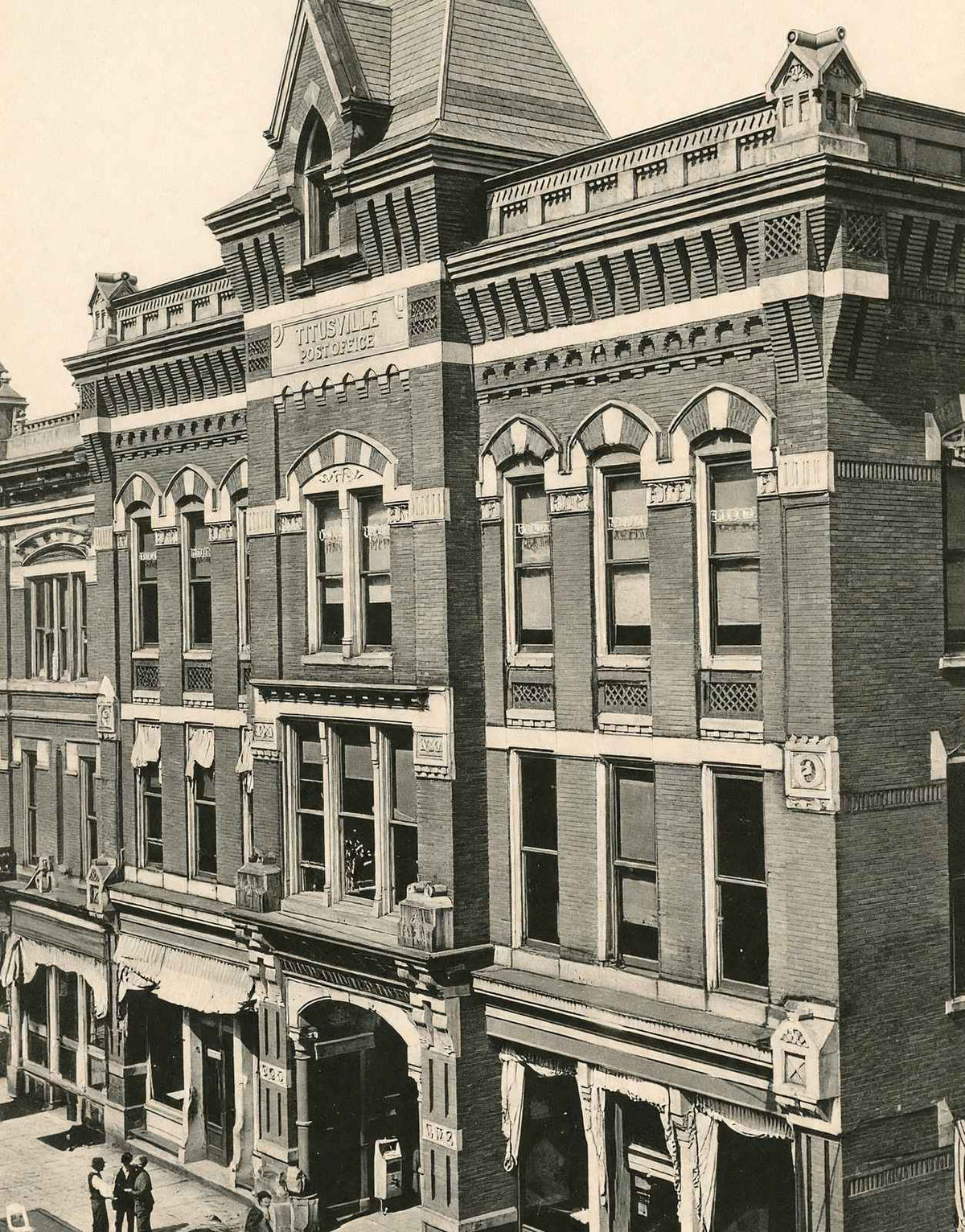 Titusville, PA Post Office in 1905 vintage print
