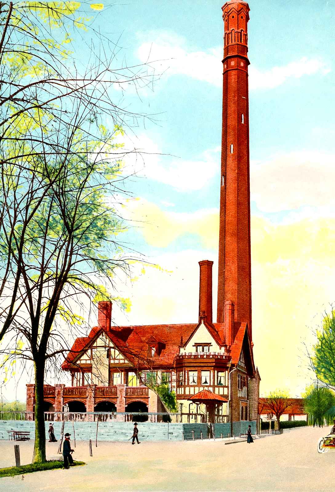Water Works, Harrisburg, PA in 1907 vintage print