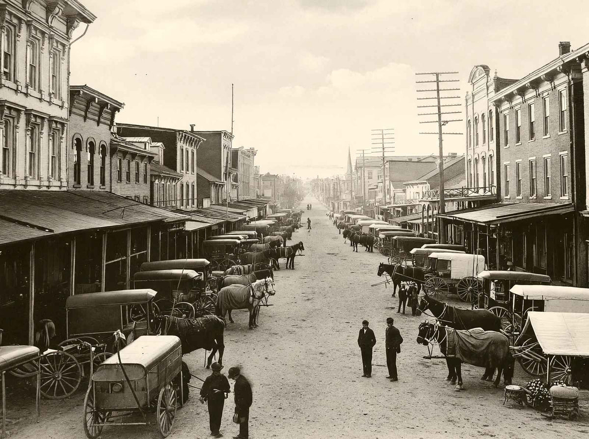 Market Day, Sunbury, PA in 1905 vintage print