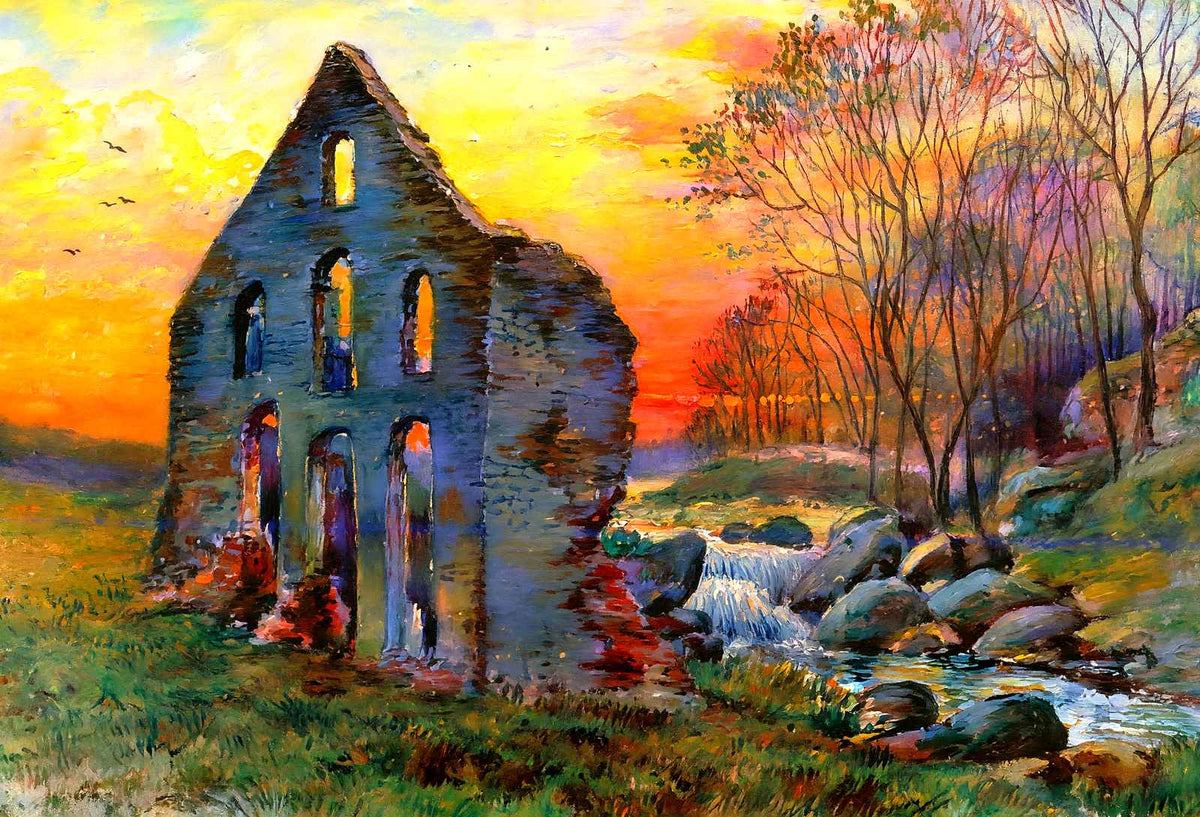 Ruins of Old Gulf Mill, Valley Forge PA 1907 painting